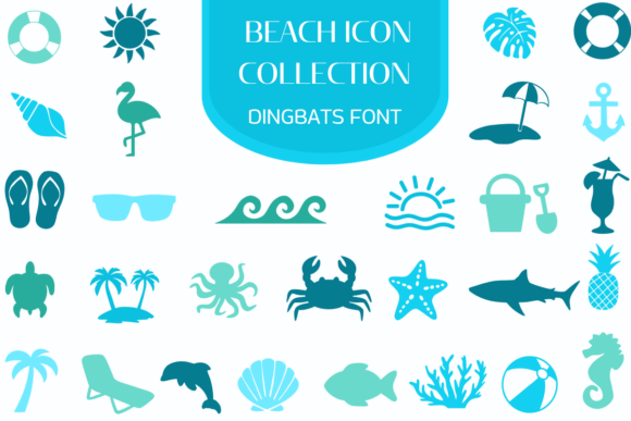 Beach Icon Collection Font for Coastal Editorial Design