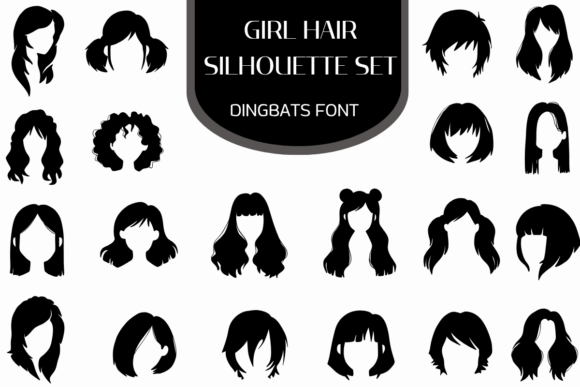Girl Hair Silhouette Set: A Stylish Font for Creative Branding