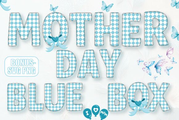 Mother Day Blue Box Font for Sweet Small Business Branding