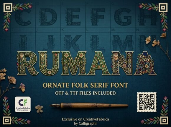 Rumana Font: Elevate Brand Identity with Folk Art Charm