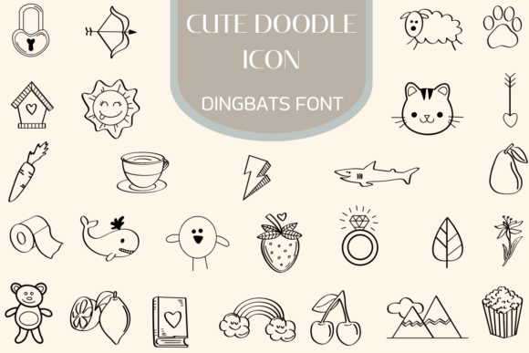 Whimsical Cute Doodle Icons for Creative Makers